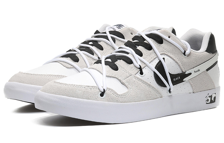 Lookbook [Sepatu Kustom] Nike SB Delta Force Vulc 'Hitam Putih Panda Fade Swoosh' 942237-100(Team10-趴趴熊男女米白QD)
