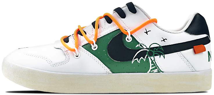 custom-shoes-nike-sb-delta-force-vulc-white-green-graffiti-coconut-tree