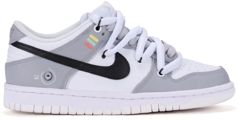 【定制球鞋】 Nike 解構 未來科技主題 手繪塗鴉 回到未來 低幫 板鞋 GS 灰白黑 Order 【定制球鞋】 Nike 解構 未來科技主題 手繪塗鴉 回到未來 低幫 板鞋 GS 灰白黑