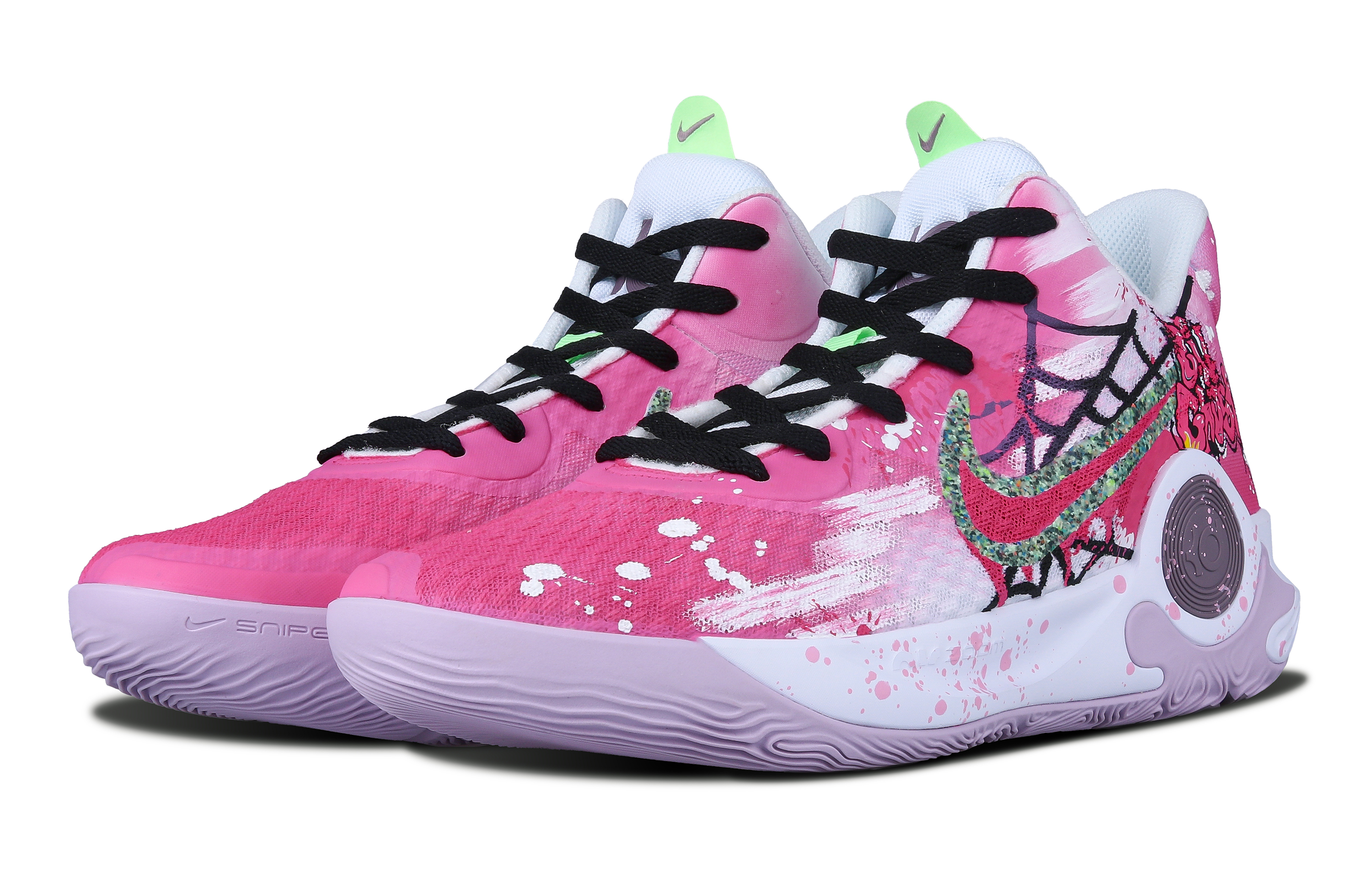 Shop 【客製化球鞋】 Nike Trey 5 ix ep 灰燼之力 蜘蛛網 塗鴉 減震防滑耐磨透氣輕便增高彈力 中筒 復古籃球鞋 男女同款 粉白