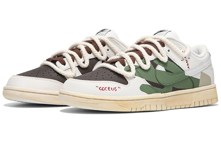 Lookbook 【定製球鞋】 Nike Dunk Low NO.205定製 NO.205定製 沙漠仙人掌 TS 復古 解構綁帶 低幫 板鞋 男款 米綠棕