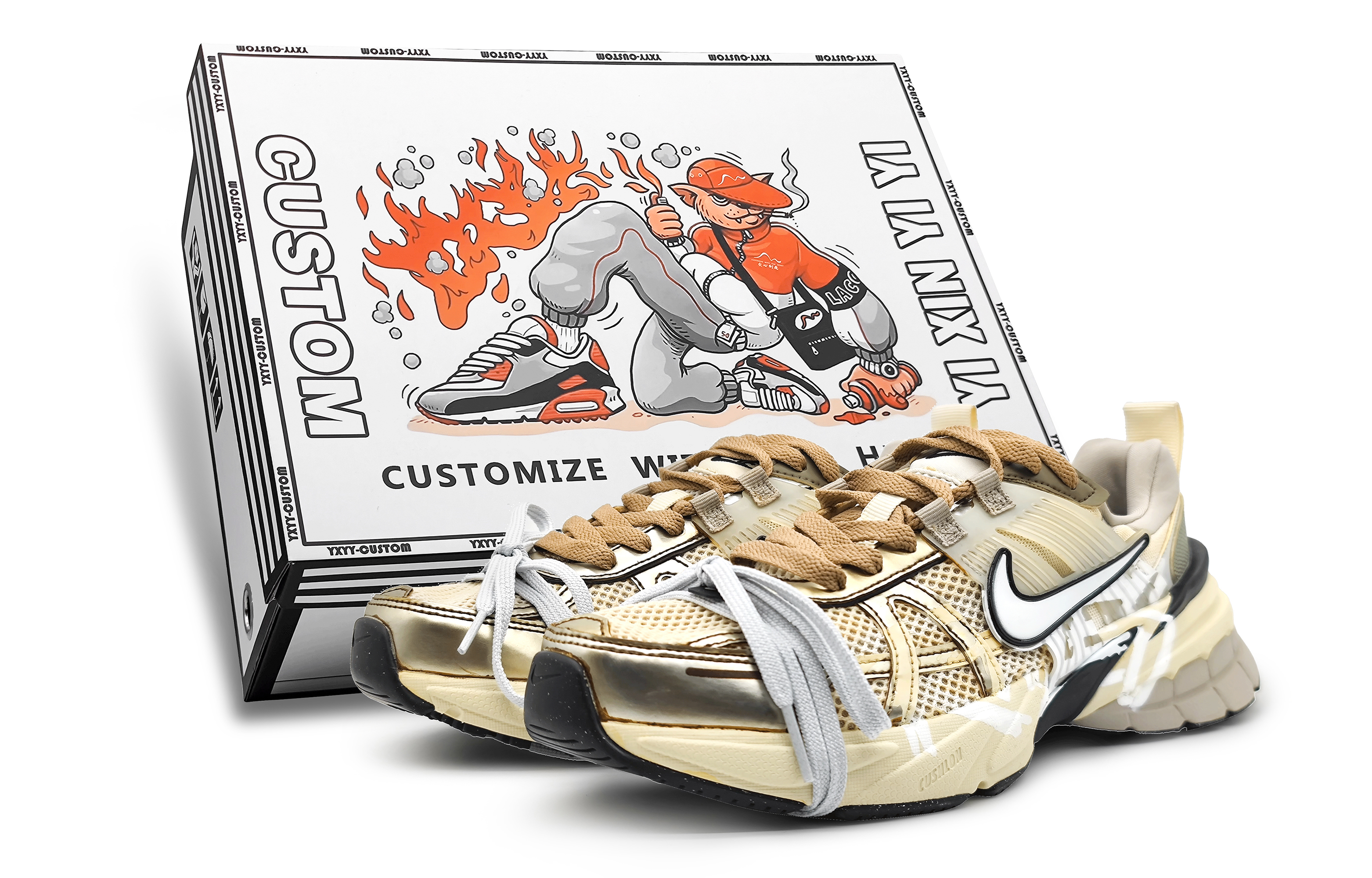 [Custom Shoes] Nike V2K Run 'Golden Splash' FD0736-100-485238