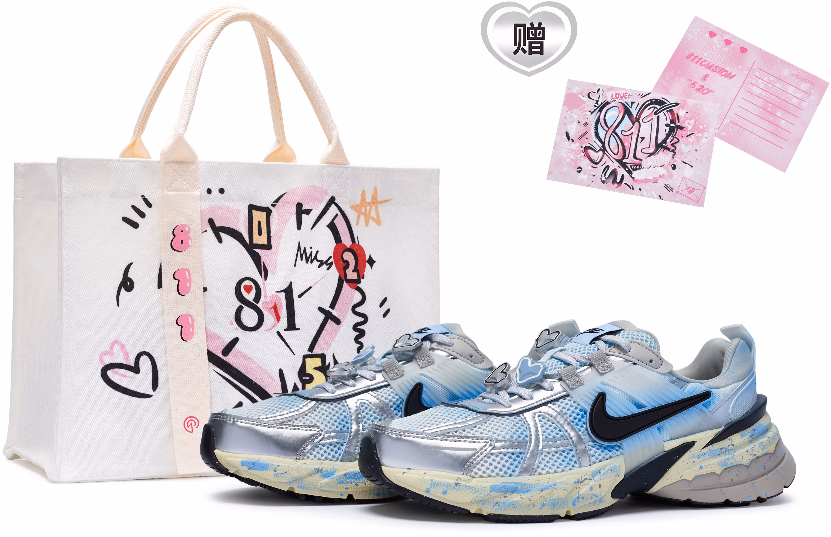 custom-shoes-nike-v2-k-run-heartbeat-blue-silver