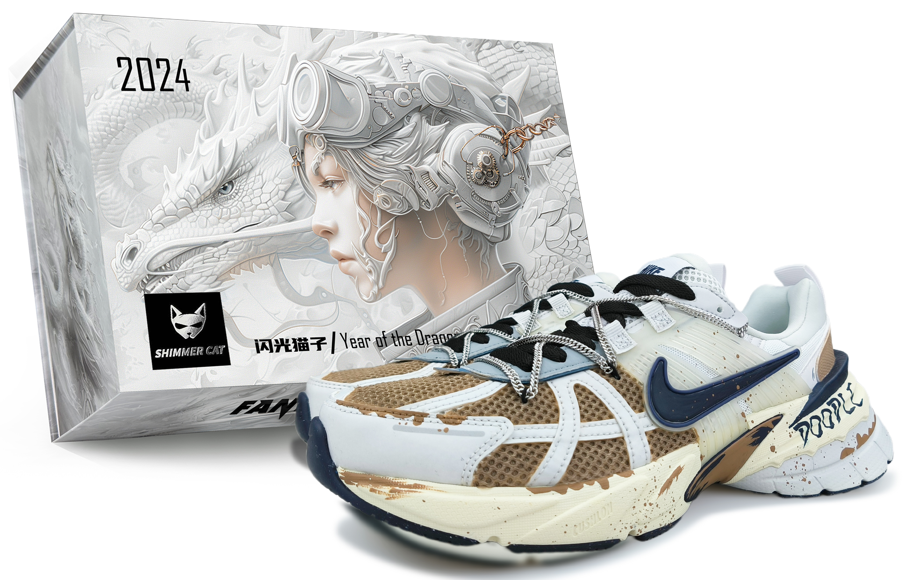 [Custom Shoes] Nike V2K Run 'Silver Brown Graffiti'