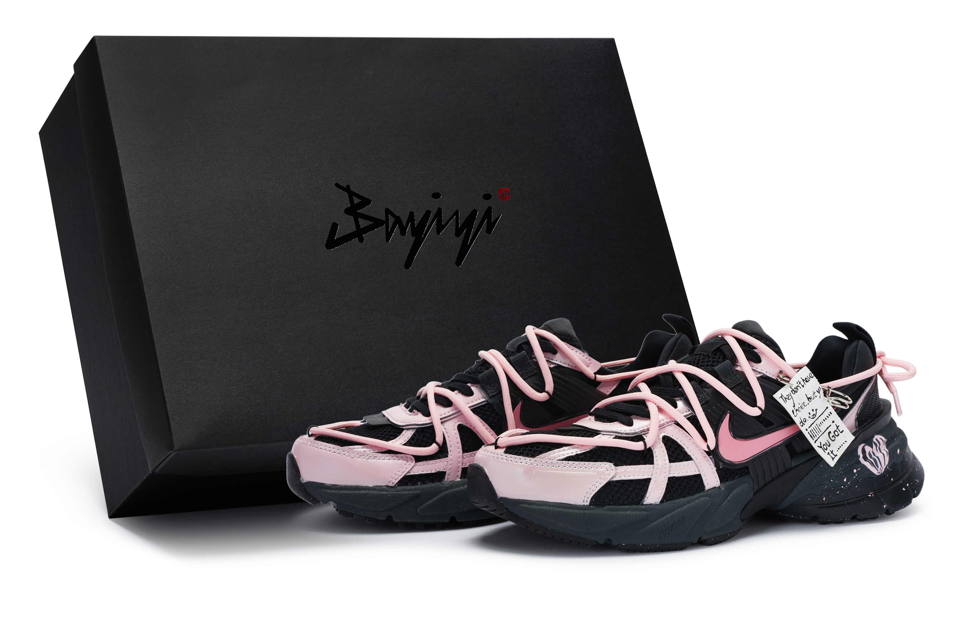 [Custom Shoes] Nike V2K Run 'Spring Peach Black-Pink'