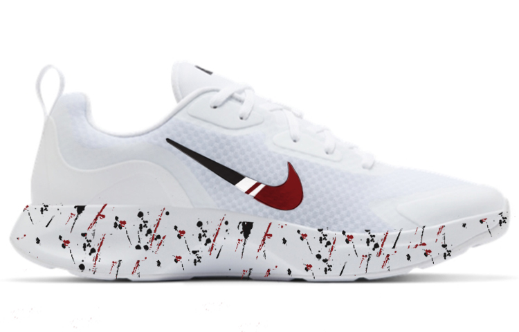 Order ナイキ ウェアオールデイ「ホワイト・レッド・ブラック グラフィティ」カスタムシューズ CJ1682-101(Team56-流体泼墨)