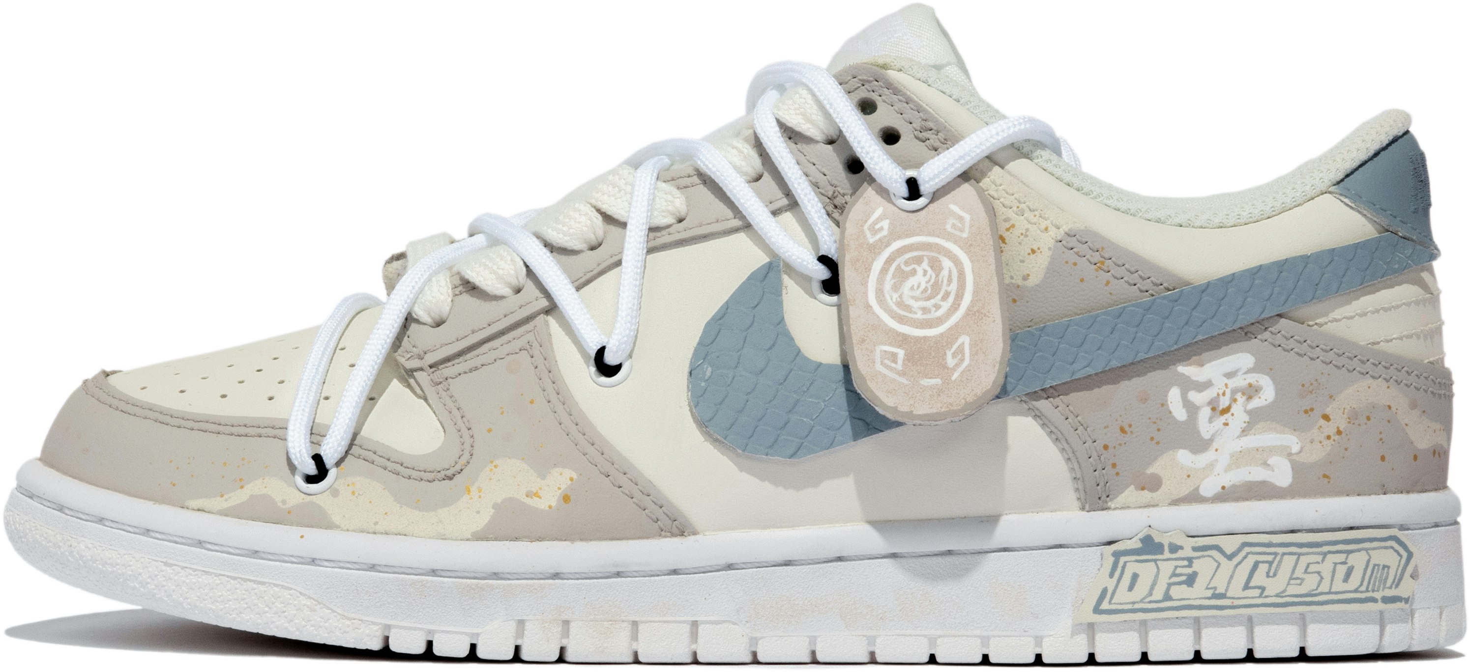 custom-shoes-nike-yunshan-x-dunk-low-blue-beige-speckled-pattern