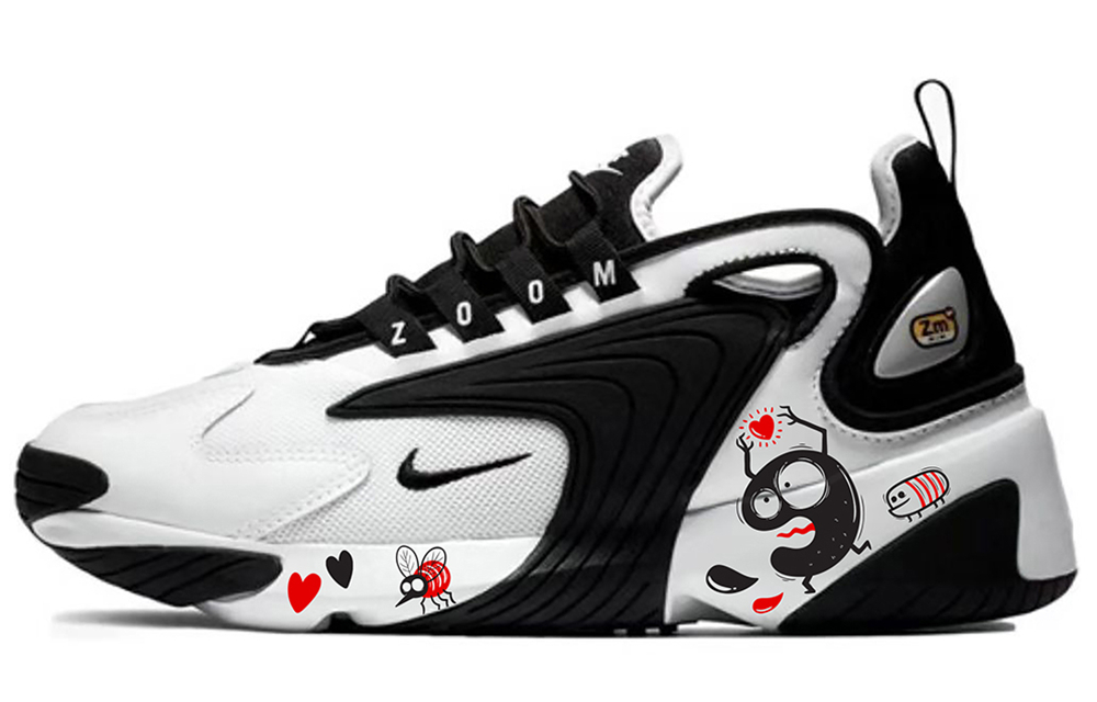 Buy [Kasut Tersuai] Nike Zoom 2K Hitam Putih 'Kartun Hati' AO0354-100(Team2-卡通爱心)