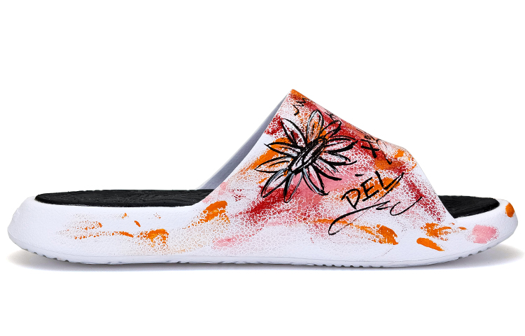 [Custom Shoes] Peak Basquiat Taichi Slides 'White Red Graffiti' 圖 2