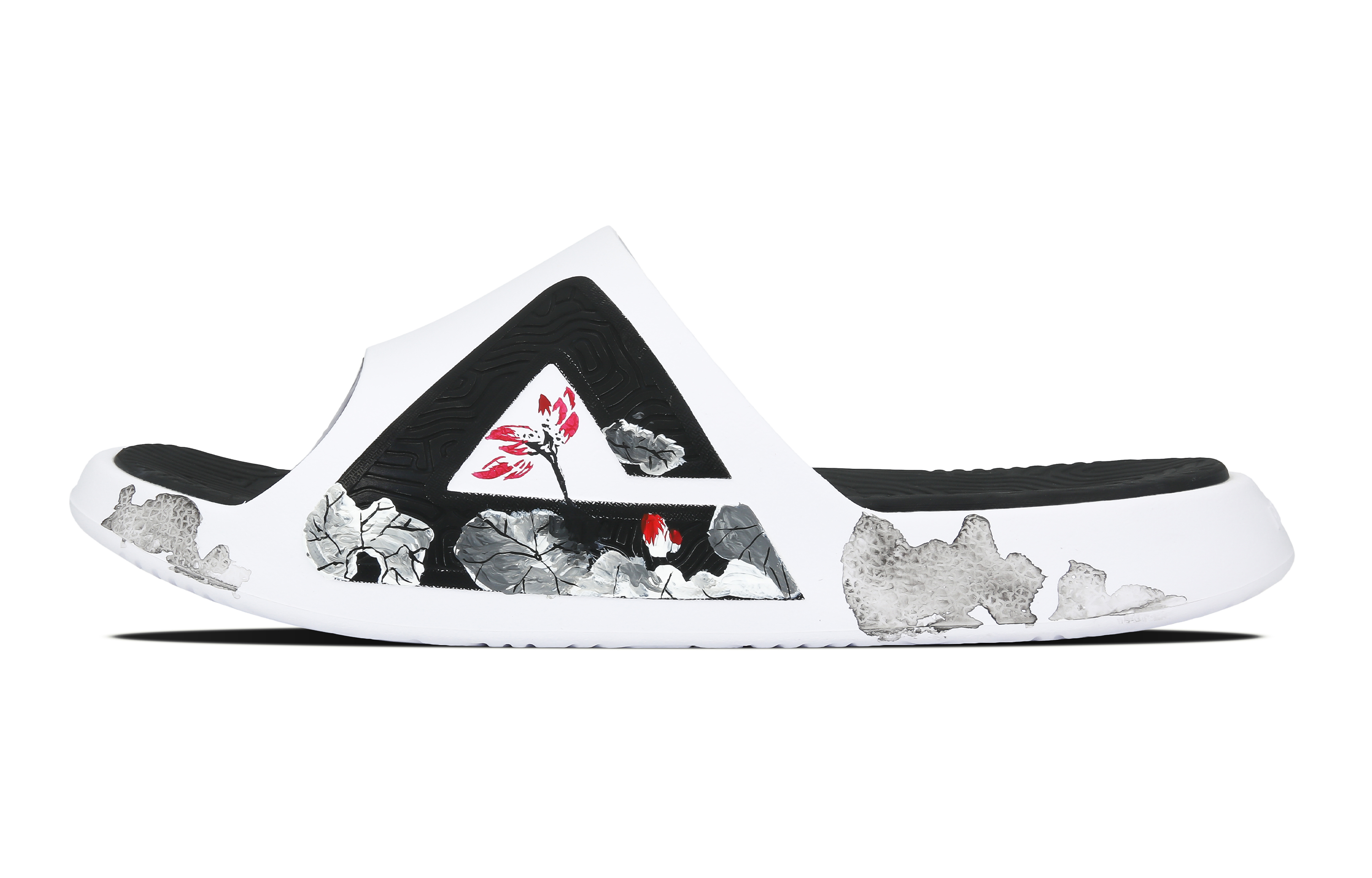 [Custom Shoes] Peak TaiChi Sandals 'Ink Lotus White-Black'