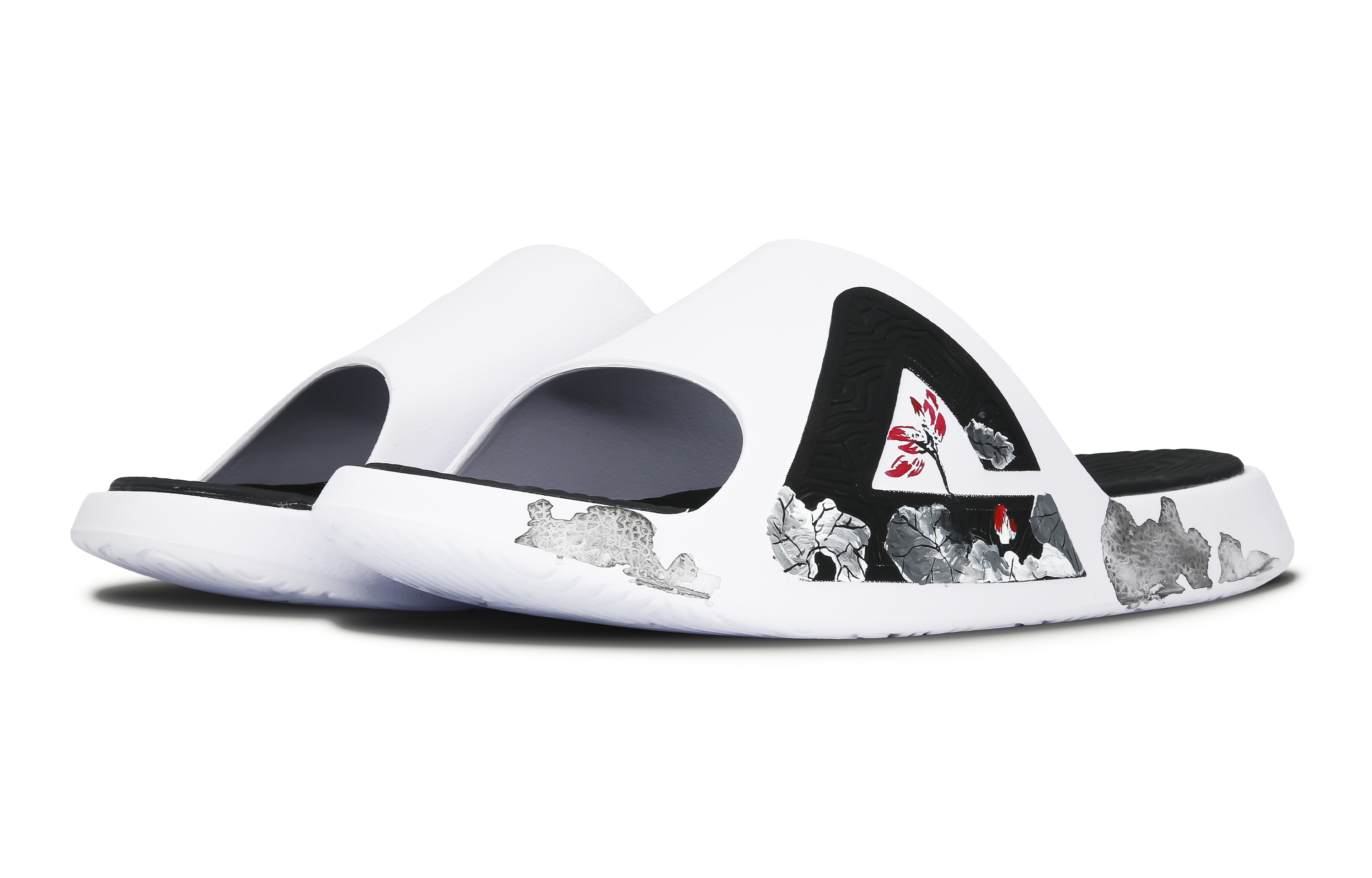 [Custom Shoes] Peak TaiChi Sandals 'Ink Lotus White-Black' 圖 3