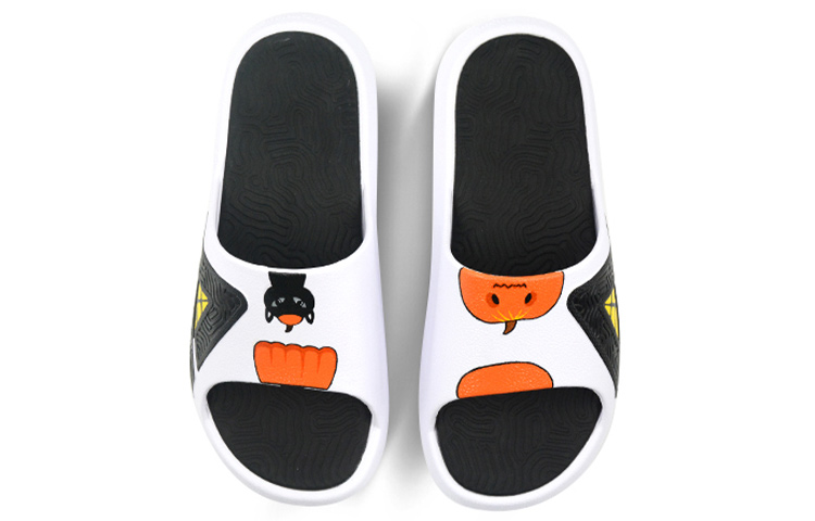 [Custom Shoes] Peak TaiChi Slide 'Black Cat Orange Pumpkin Graffiti' 圖 4