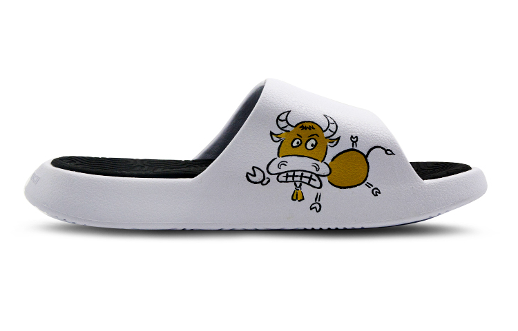 Order 【客製球鞋】匹克 態極 牛氣衝天 塗鴉 十二生肖之牛 運動拖鞋 男款 黑白