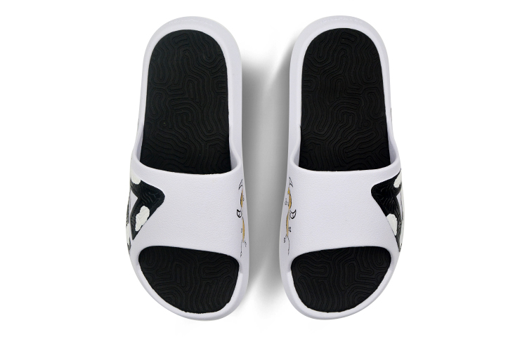 Shop 【客製球鞋】匹克 態極 牛氣衝天 塗鴉 十二生肖之牛 運動拖鞋 男款 黑白