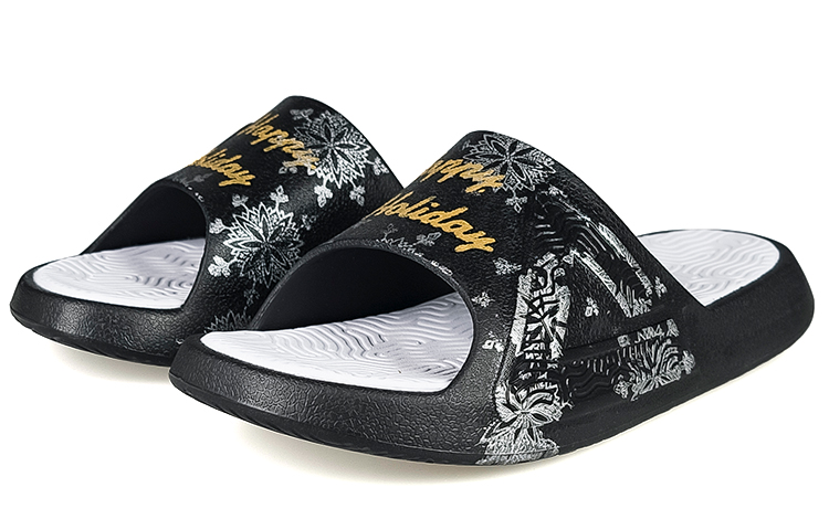 [Custom Shoes] Peak Taichi Slide 'Winter Snowflake Black White Gold Silver' 圖 3