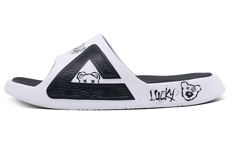 [Custom Shoes] Peak Taichi Slides 'Black White Graffiti Bear'