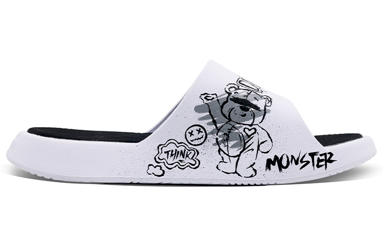 [Custom Shoes] Peak Taichi Slides 'Black White Graffiti Bear' 圖 2