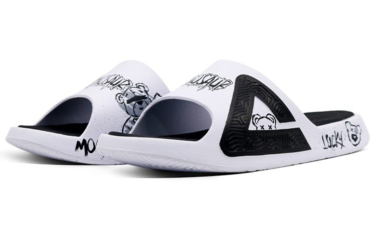 [Custom Shoes] Peak Taichi Slides 'Black White Graffiti Bear' 圖 3