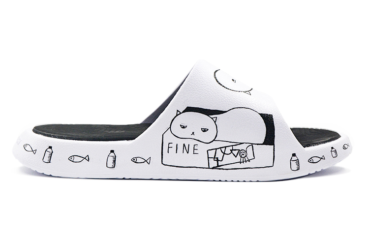 [Custom Shoes] Peak Taichi Slides 'Lazy Cat Graffiti' 圖 2