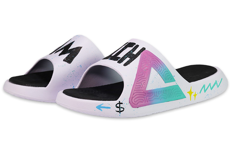 [Custom Shoes] Peak Taichi Slides 'South Beach Graffiti Cotton Candy' 圖 3