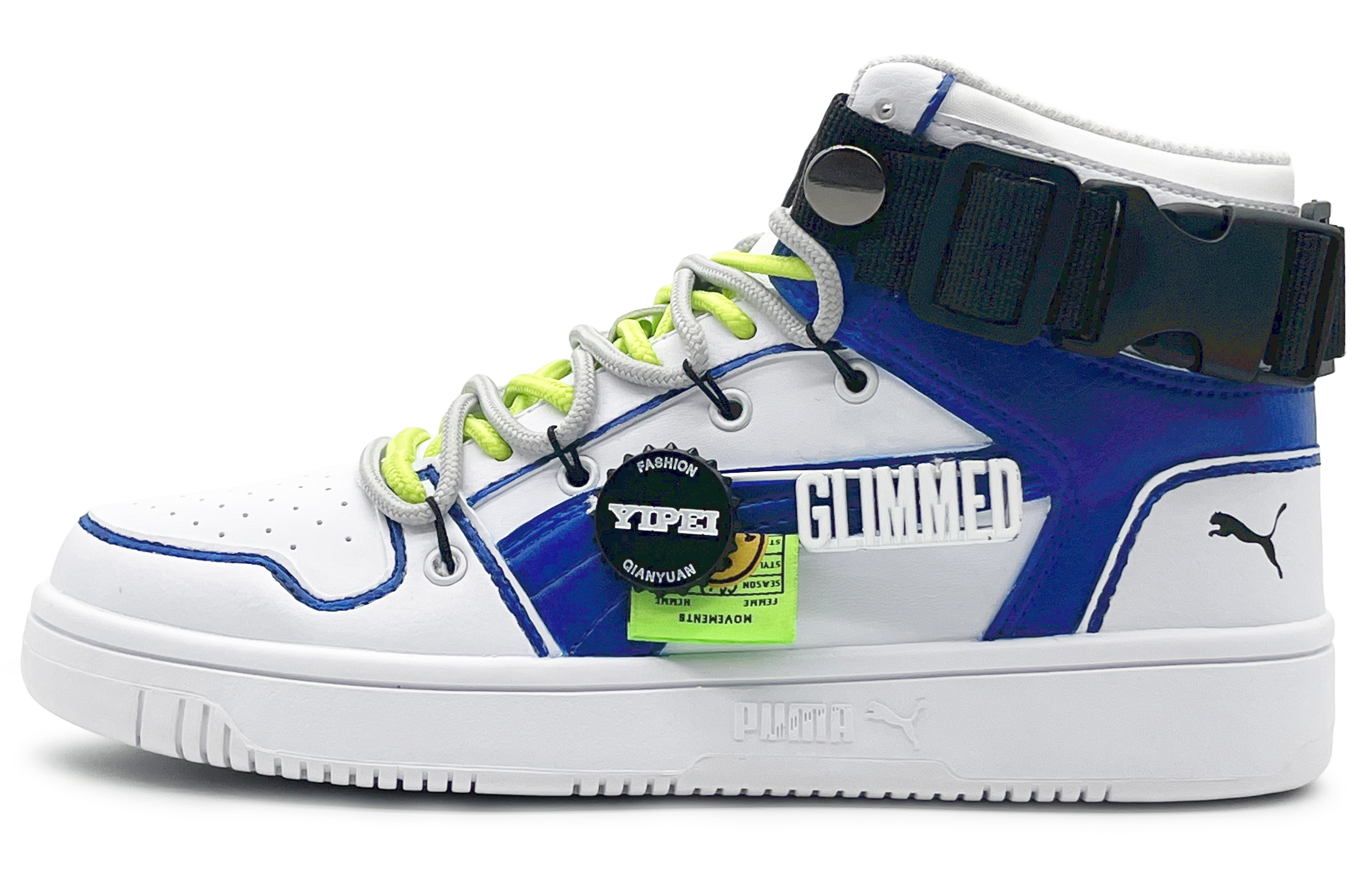 [Custom Shoes] Puma Rebound Layup 'White Blue Cyber Mechanic'