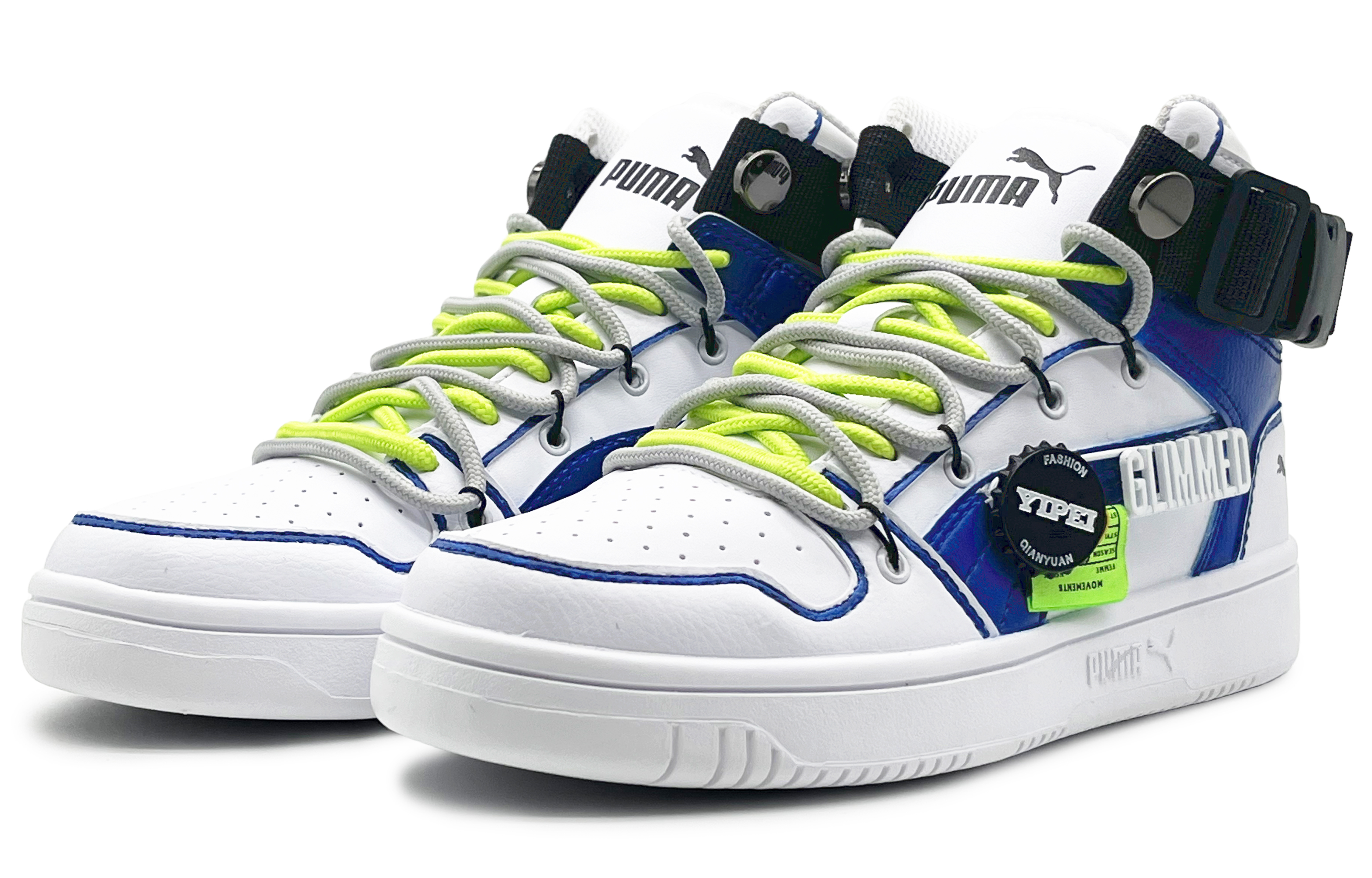 Lookbook 【訂製球鞋】 PUMA Rebound Layup Sneakers 機械師 賽博 撞色 解構 雙鞋帶 實戰 舒適潮流 減震防滑 高筒籃球鞋 男女同款 白藍