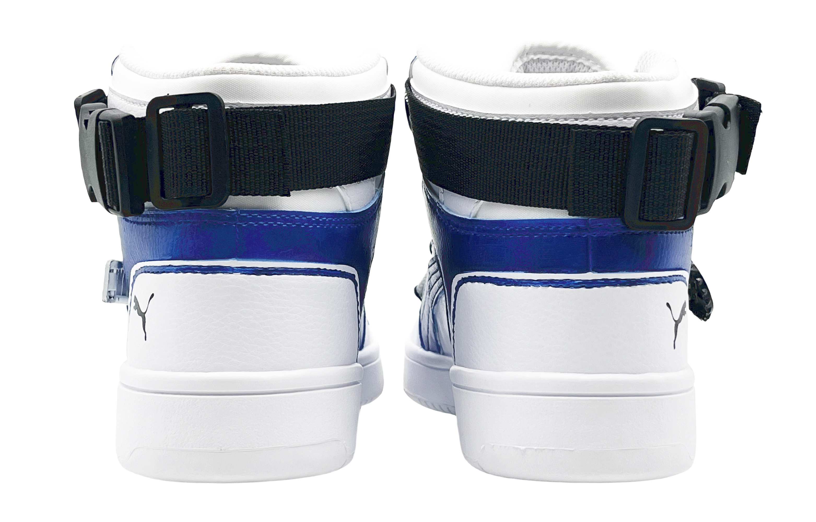 Shop 【訂製球鞋】 PUMA Rebound Layup Sneakers 機械師 賽博 撞色 解構 雙鞋帶 實戰 舒適潮流 減震防滑 高筒籃球鞋 男女同款 白藍