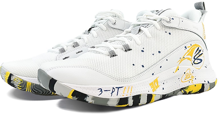 【定制球鞋】Under Armour Curry 球場精靈 庫里 火焰 耐磨 中幫 實戰籃球鞋 男款 黃白 Lookbook 【定制球鞋】Under Armour Curry 球場精靈 庫里 火焰 耐磨 中幫 實戰籃球鞋 男款 黃白