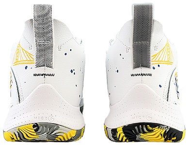 【定制球鞋】Under Armour Curry 球場精靈 庫里 火焰 耐磨 中幫 實戰籃球鞋 男款 黃白 Shop 【定制球鞋】Under Armour Curry 球場精靈 庫里 火焰 耐磨 中幫 實戰籃球鞋 男款 黃白