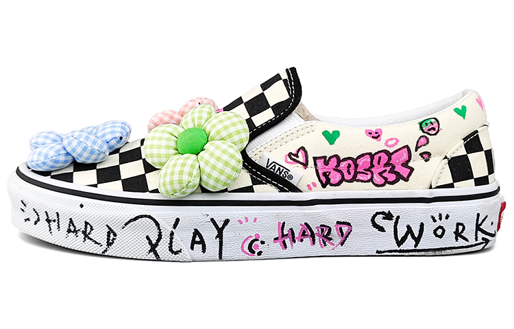 [Custom Shoes] Vans Classic Slip-On 'Graffiti Floral Checkerboard'