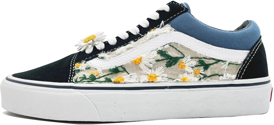 【定制球鞋】Vans Old Skool Navy 花海雛菊 低幫 板鞋 男女同款 黑白藍 Buy 【定制球鞋】Vans Old Skool Navy 花海雛菊 低幫 板鞋 男女同款 黑白藍