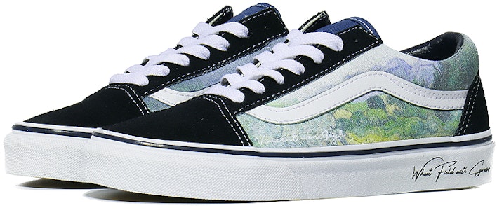 【客製球鞋】 Vans Old Skool Navy 油畫麥田與柏樹 復古藝術 輕便 低筒 滑板鞋 男女同款 黑綠 Lookbook 【客製球鞋】 Vans Old Skool Navy 油畫麥田與柏樹 復古藝術 輕便 低筒 滑板鞋 男女同款 黑綠