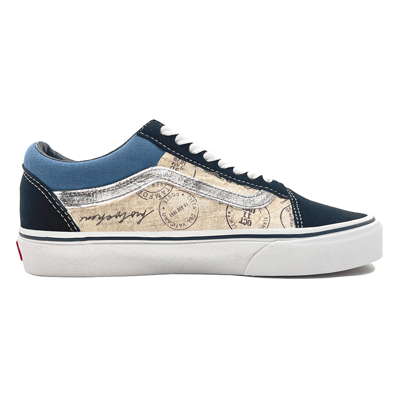 Order 【定制球鞋】Vans Old Skool Navy 復古 郵票 經典款 低幫 板鞋 男女同款 黑白藍
