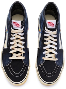 【定制球鞋】Vans SK8 HI 少年心氣 做舊風手繪 休閒 高幫 板鞋 男女同款 黑藍白色 Shop 【定制球鞋】Vans SK8 HI 少年心氣 做舊風手繪 休閒 高幫 板鞋 男女同款 黑藍白色