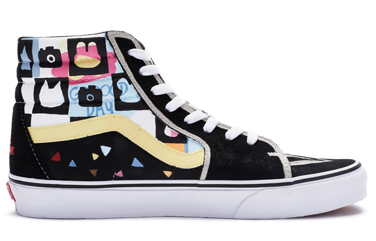 Lookbook 【定制球鞋】Vans SK8 HI 派對 特殊鞋盒 卡通鞋帶扣 手繪噴繪 休閒 高幫 板鞋 男女同款 黑白黃
