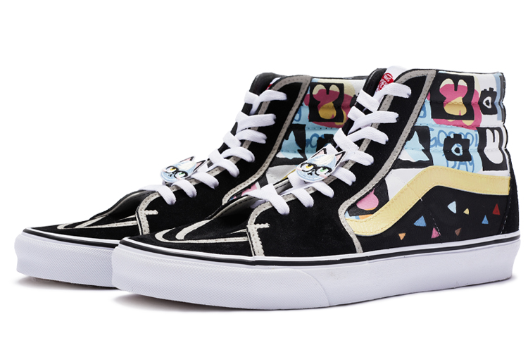 Shop 【定制球鞋】Vans SK8 HI 派對 特殊鞋盒 卡通鞋帶扣 手繪噴繪 休閒 高幫 板鞋 男女同款 黑白黃