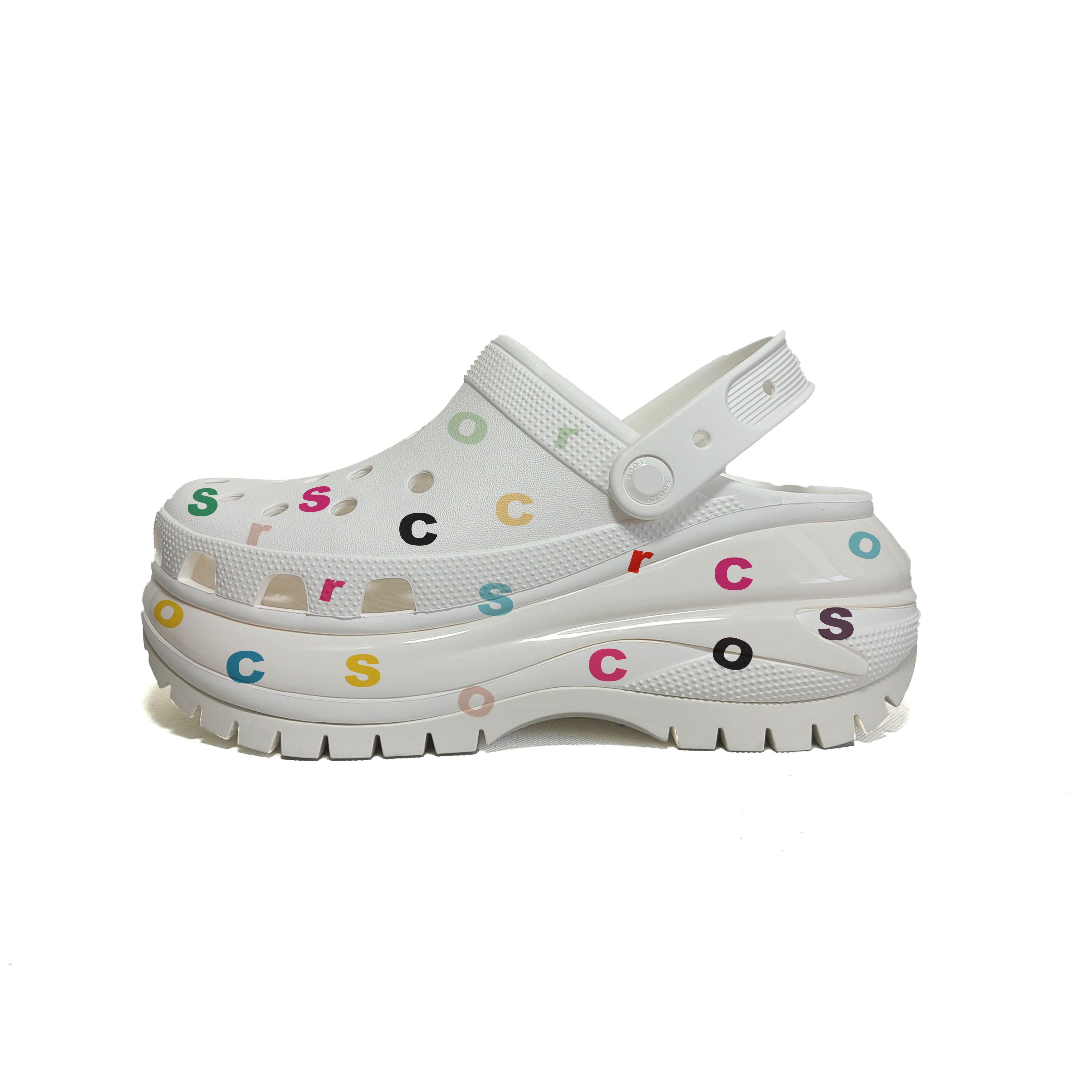 【Custom Shoes】Crocs Mega Crush Clog White Multicolor Glow Casual Clogs 207988-100 (Team344 - Four Colors)