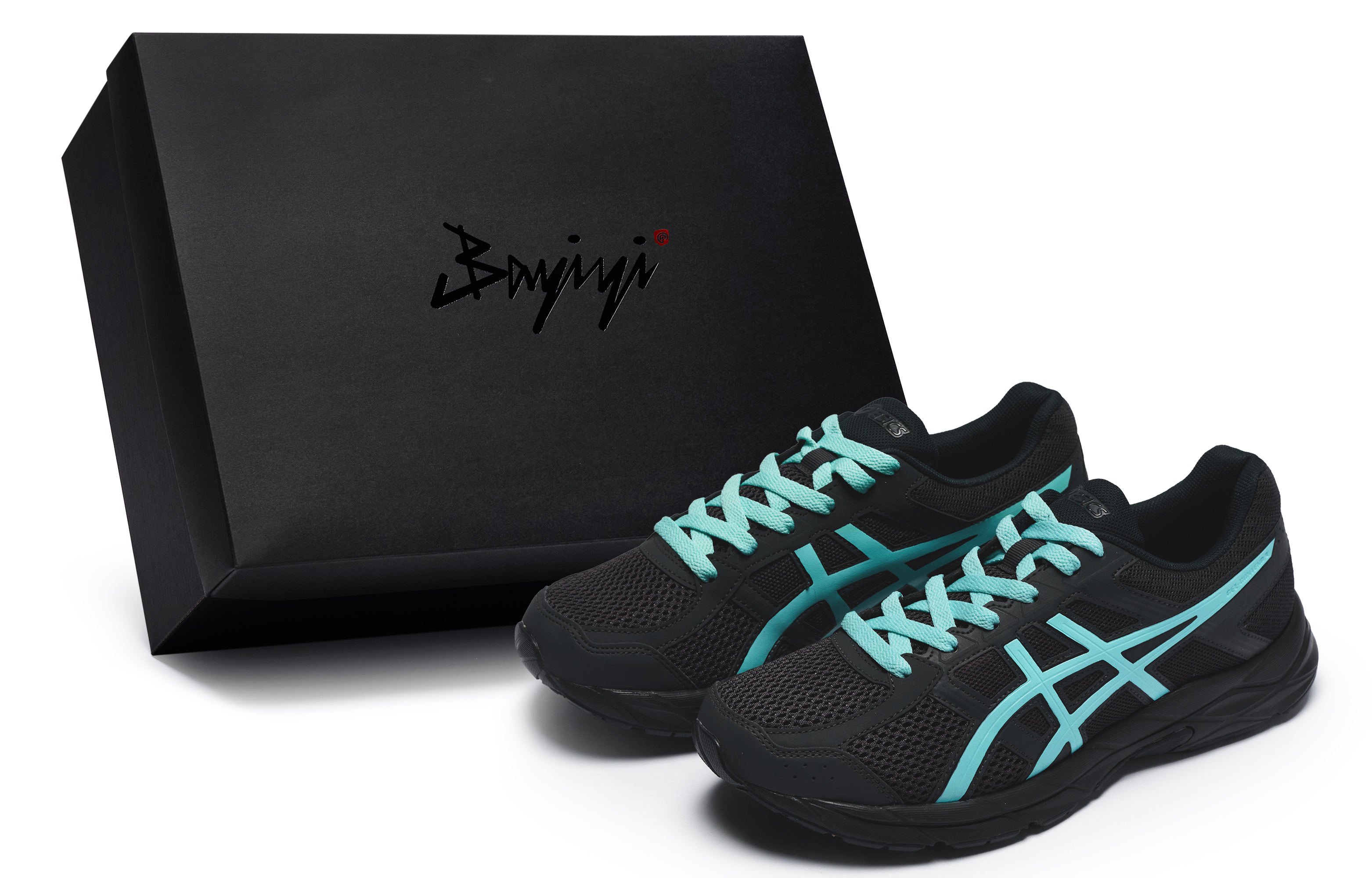 [Custom Sneakers] ASICS Gel-Contend 4 Phantom Tiffany Black/Light Green Running Shoes T8D4Q-020 (Team80 - Men's Phantom Tiffany S-BOX).