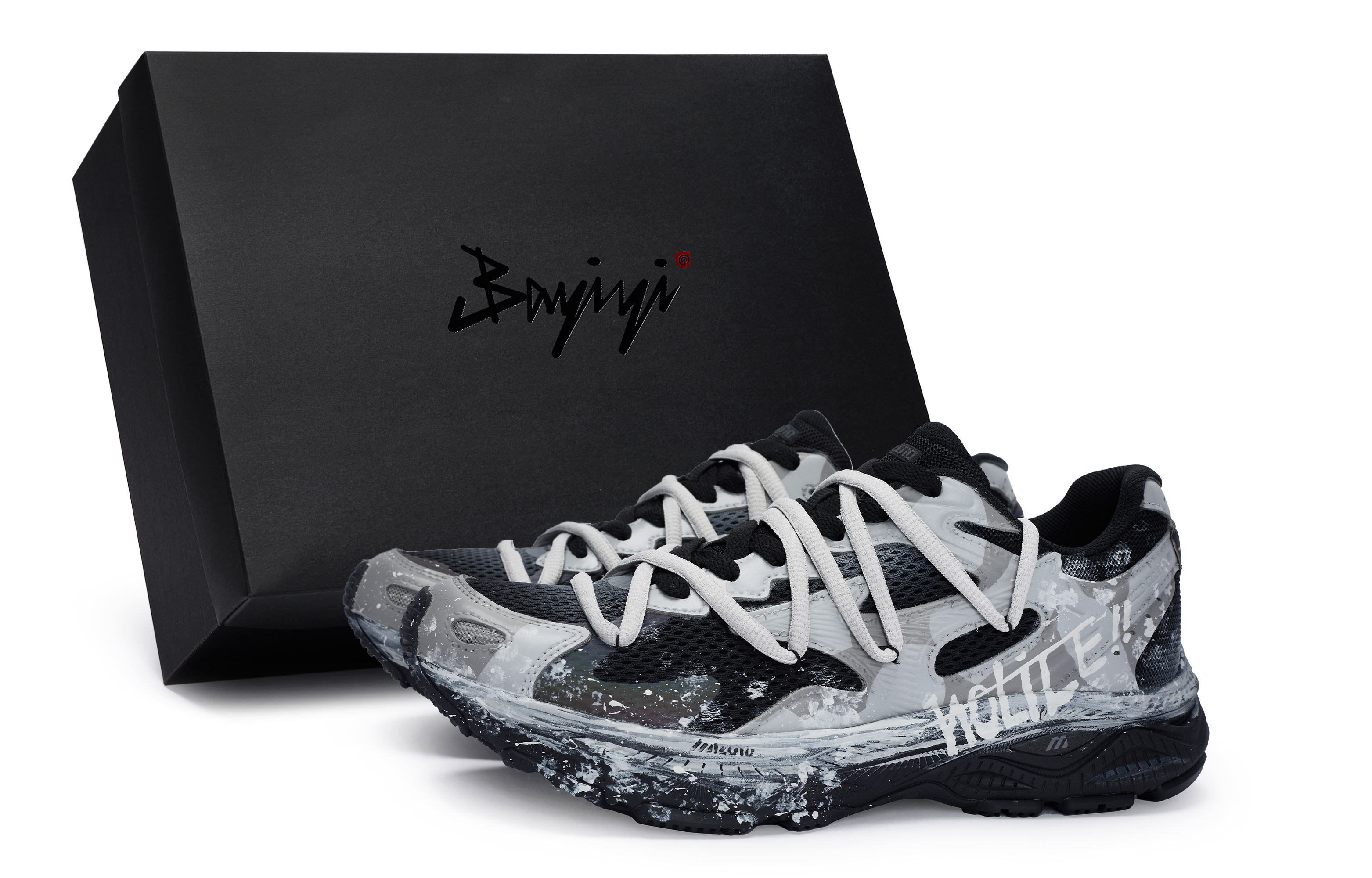 [Custom Sneakers] Mizuno Racer S 811 Y2K Retro Running Shoes Gray Camo Casual D1GH223501 (Team80 - Nagano Mountain Gray S-BOX)