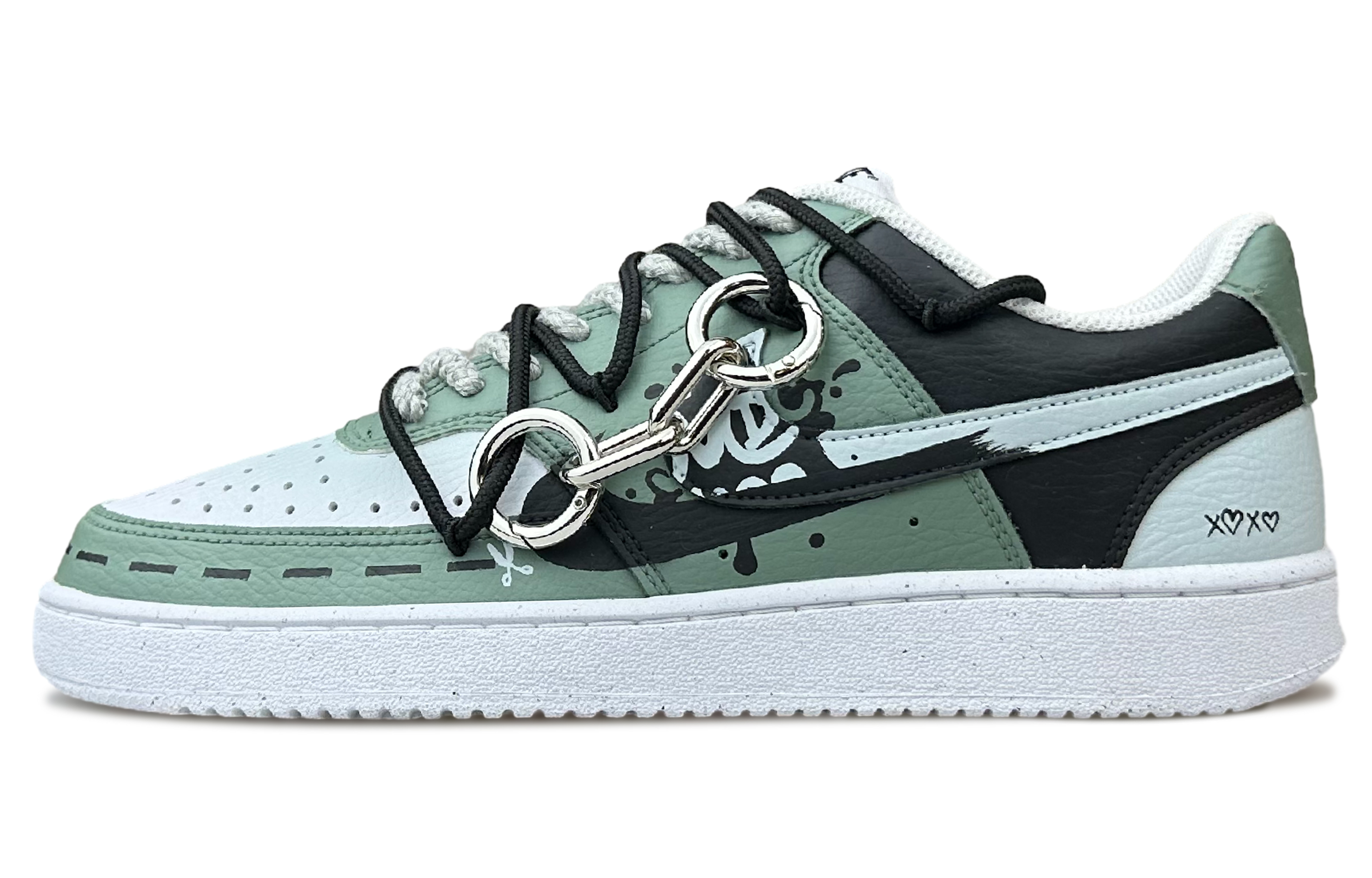 [Custom Sneakers] Nike Court Vision 1 Nagano Street Graffiti Low Black Green Men DH2987-101 (Team79 Men's Nagano Retro Style)