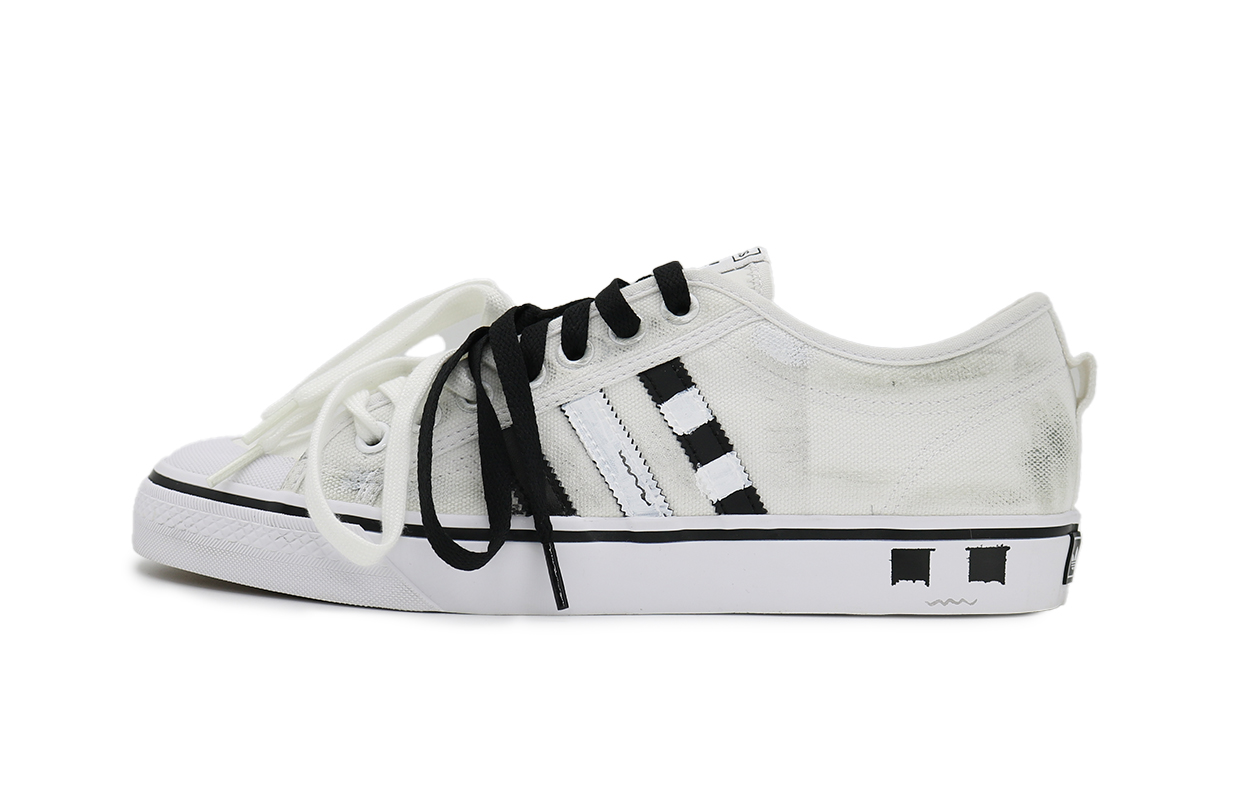 【Custom Sneakers】adidas Originals Nizza Low "City Bottom" White Black CQ233 (Team263 - Beneath the City)