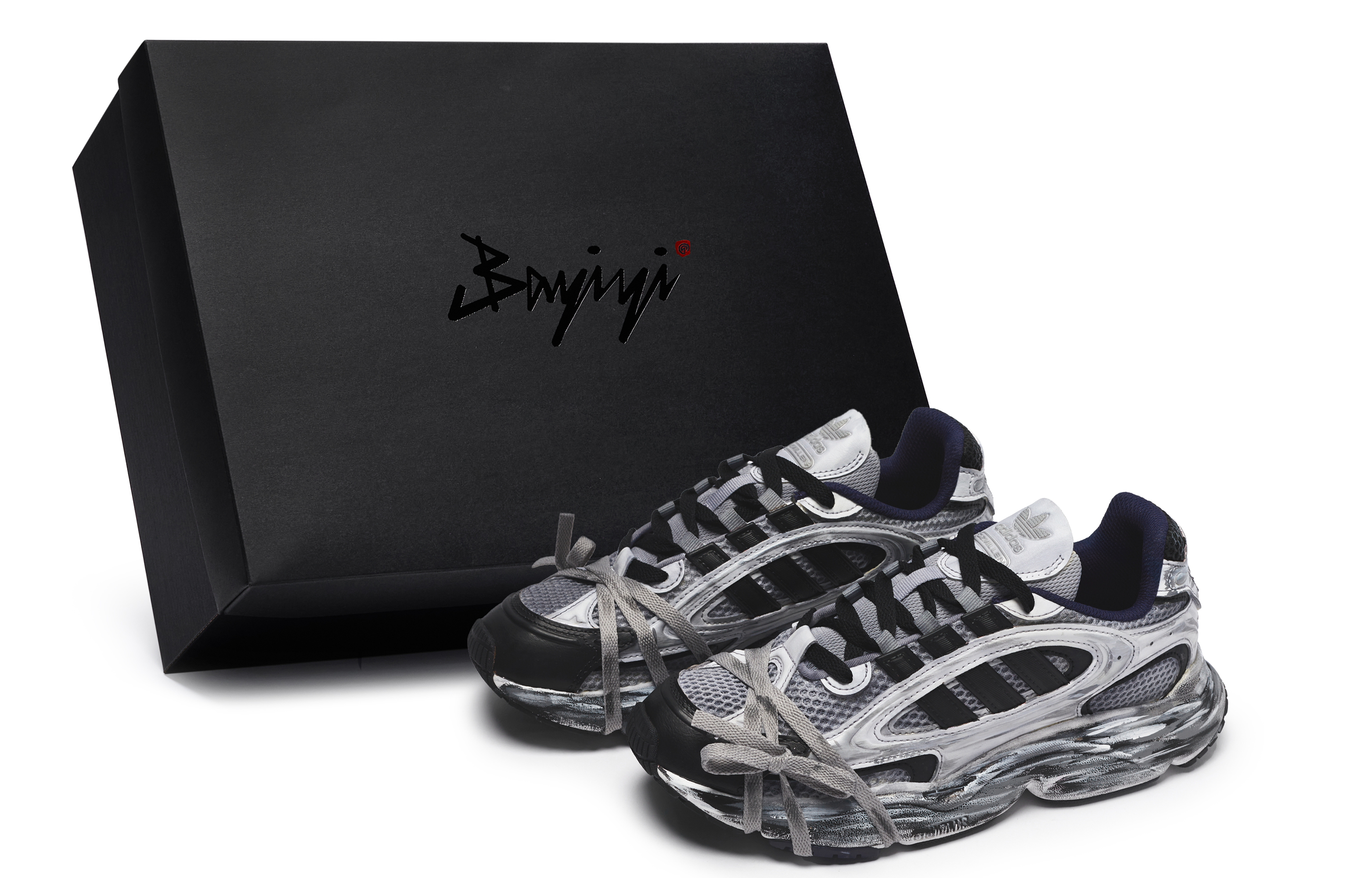 【Custom Sneakers】adidas Originals Ozmillen Grey Black Retro Low-Top Running Shoes IF3447 (Team80 Ruined Domain S-BOX)