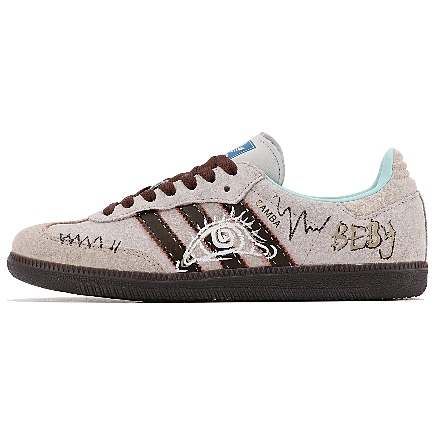 【Custom Sneakers】adidas Originals Samba OG Retro Gray Beige Casual Shoes ID2047 (TeamThree - Yuki Hitomi Gray Brown)