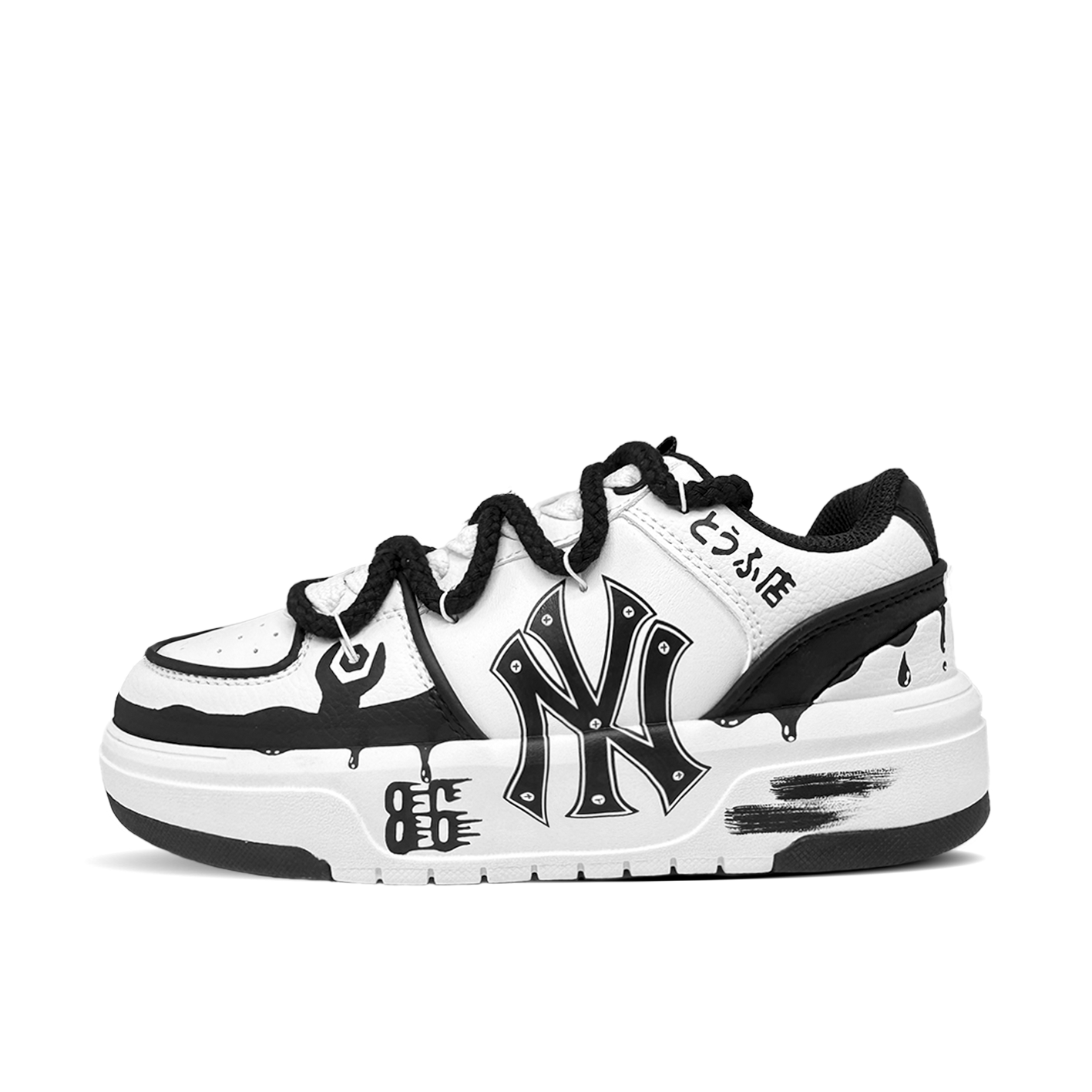 【Custom Sneakers】MLB Chunky Liner Black White Low-Top Casual Durable Shoes 3ASXCA12N-50WHS (Team305 - Flying Life)