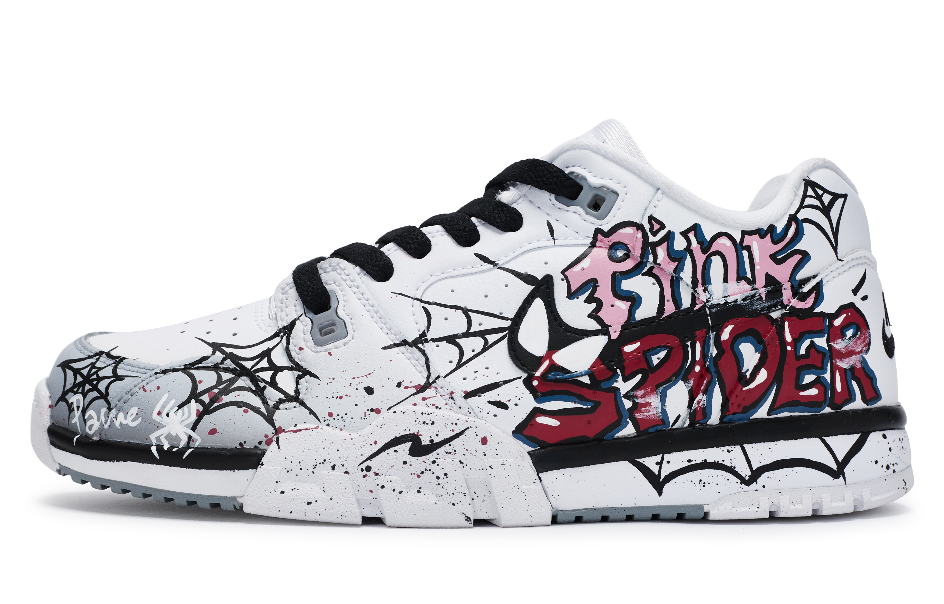 【Custom Sneakers】Nike Air Cross Trainer 3 Spider-Graffiti Low White/Black/Grey CQ9182-106 (Team80 Men's Ultra Pink Spider Hero).
