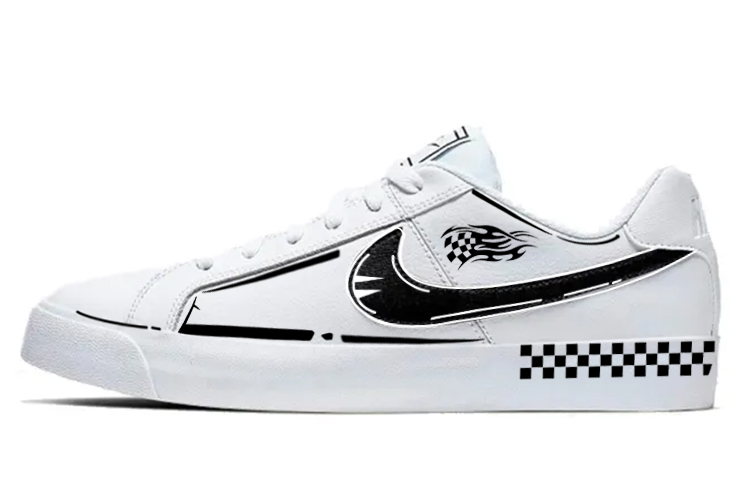 【Custom Sneakers】Nike Court Royale Anime Racing Style Low-Top White Black BQ4222-103 (Team 10 - Racing Performance Shoes)