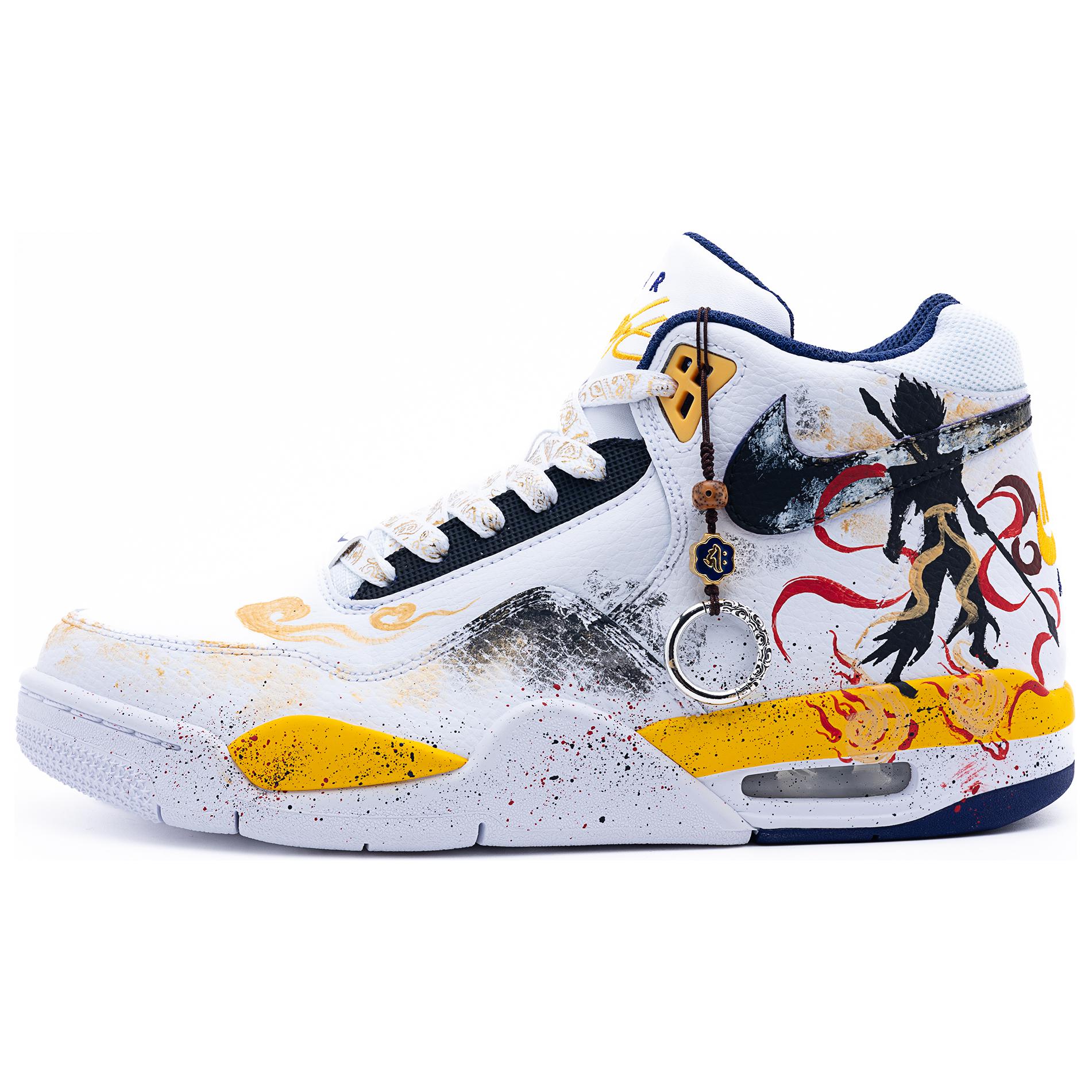 【Custom Sneakers】Nike Flight Legacy White - Stylish Mid-Top Basketball Shoes for Men BQ4212-102 (Team240-Demon Child Rebirth)