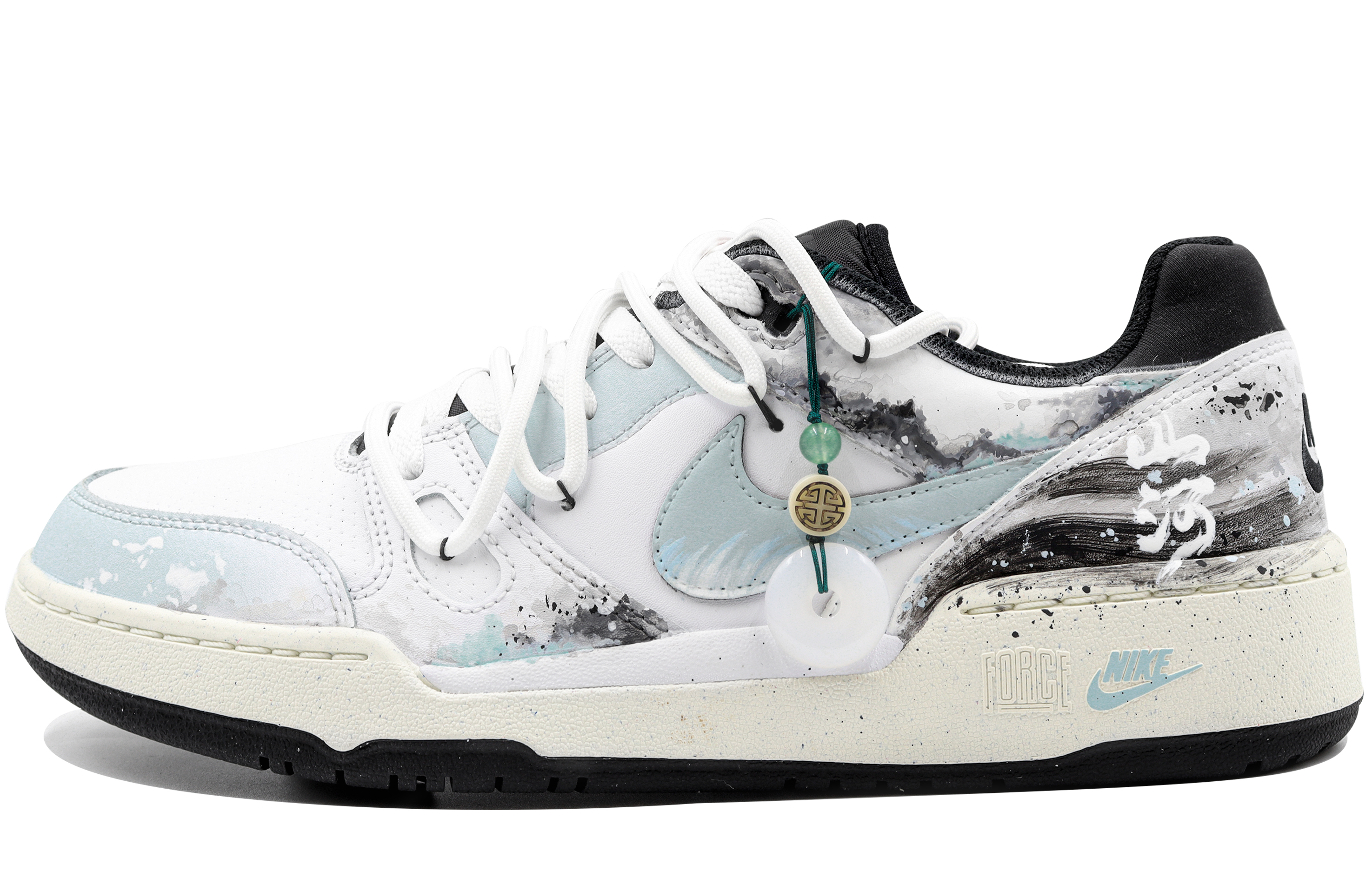 【Custom Sneakers】Nike Full Force Low "Box Action" Ink Art Zen Style Black White Low FB1362-101 (Team204-Sankawa)