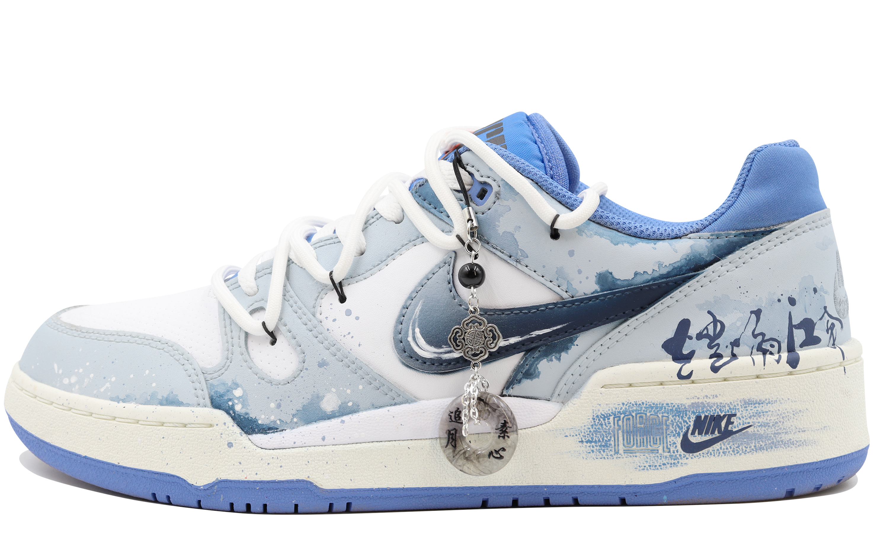 【Custom Sneakers】Nike Full Force Low Box Action Chinese Ink Blue White Low-top FB1362-100 (TEAM204-Smoke and Rain Jiangnan)
