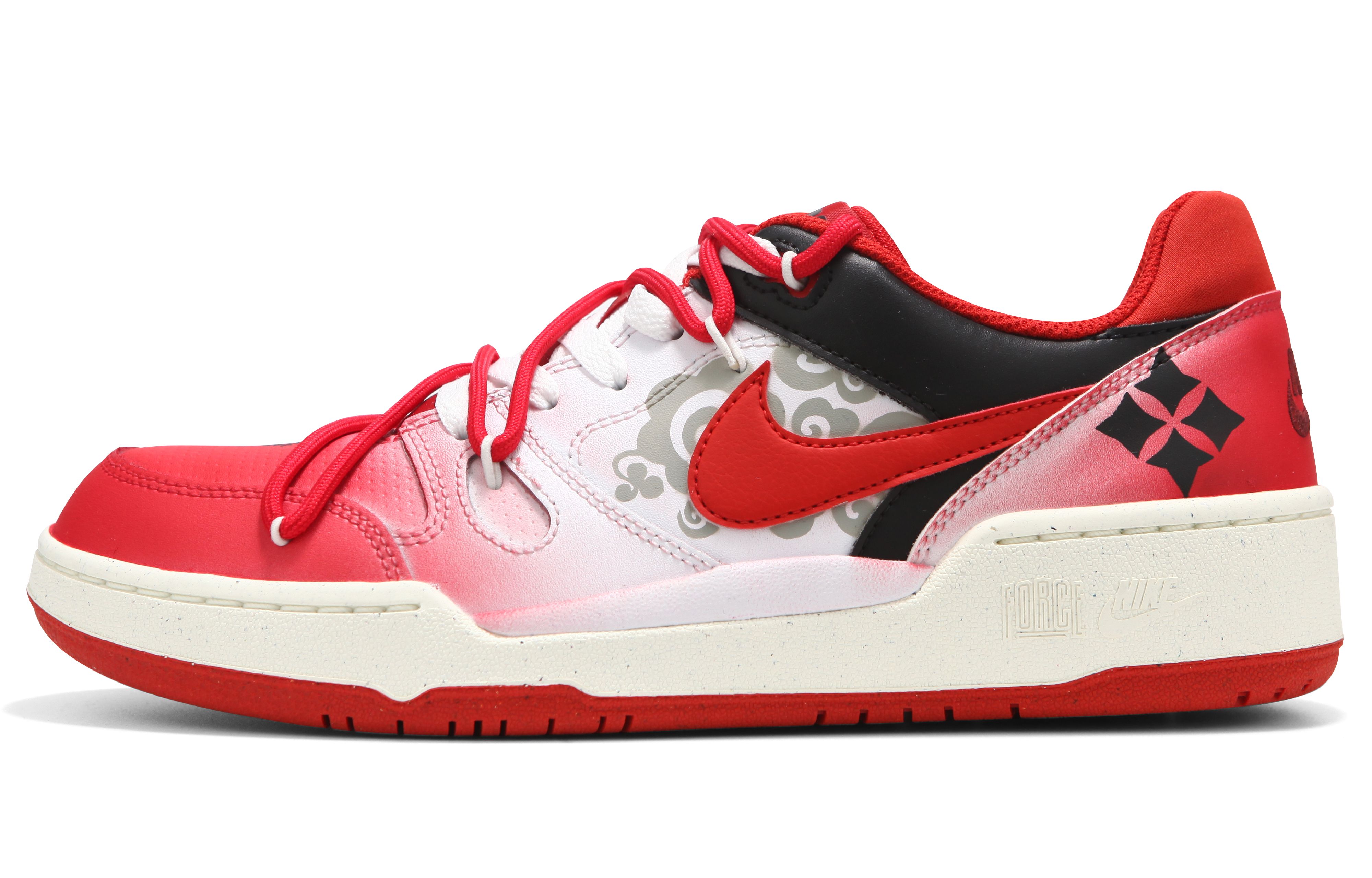 【Custom Sneakers】Nike Full Force Low Chinese New Year Graffiti White Red Shoes FB1362-102 (Team24 Men's New Year Black and Red Edition)